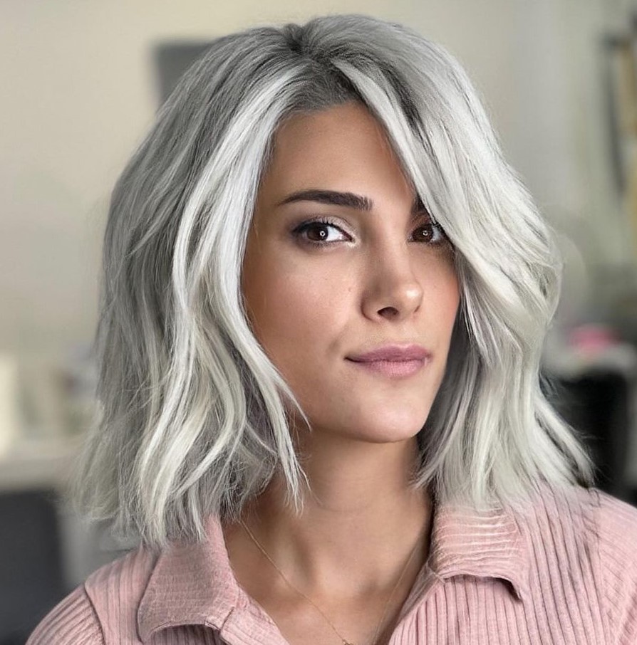 Bold Silver Long Bob
