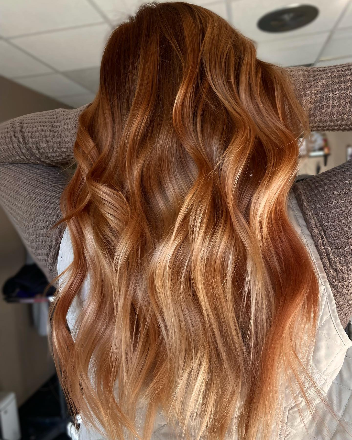 Brunette Hair with Strawberry Blonde Highlights