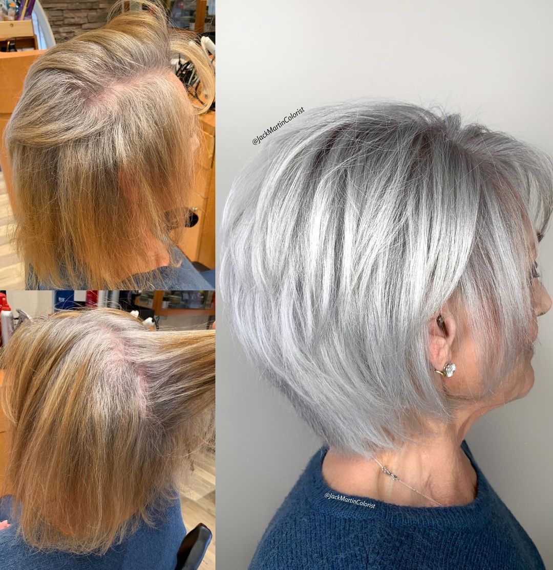 Short Silver Layered Haircut for Women