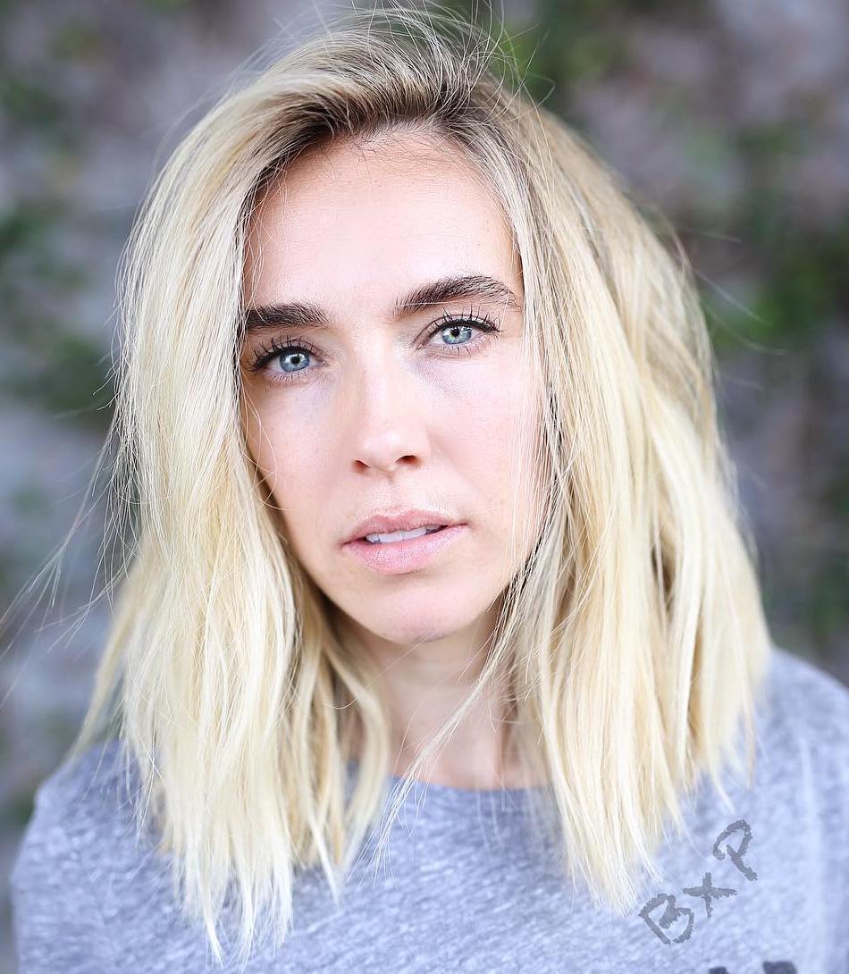 Choppy Blonde Bob for a Long Face