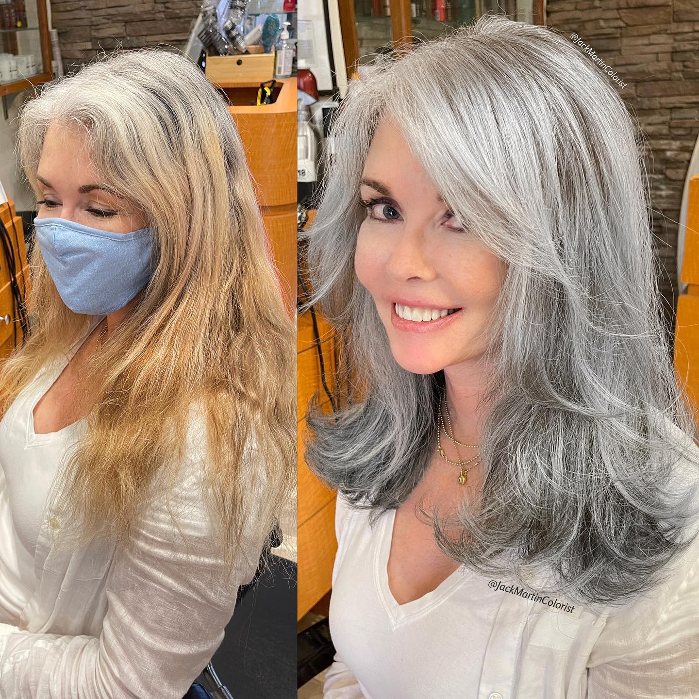 Smooth Silver Balayage Hair