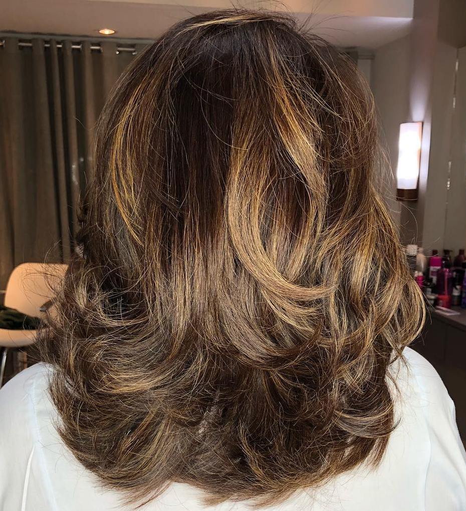 Medium Caramel Brown Hairstyle with Layers