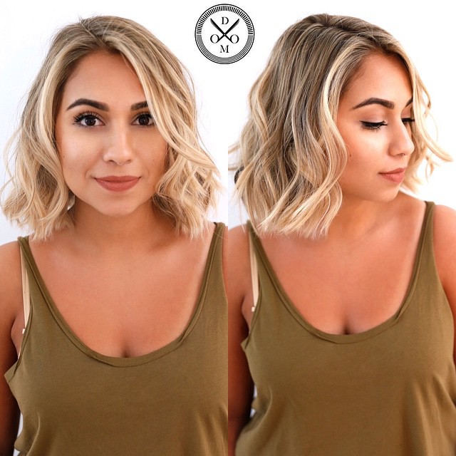 Shoulder-Length Bronde Wavy Bob 