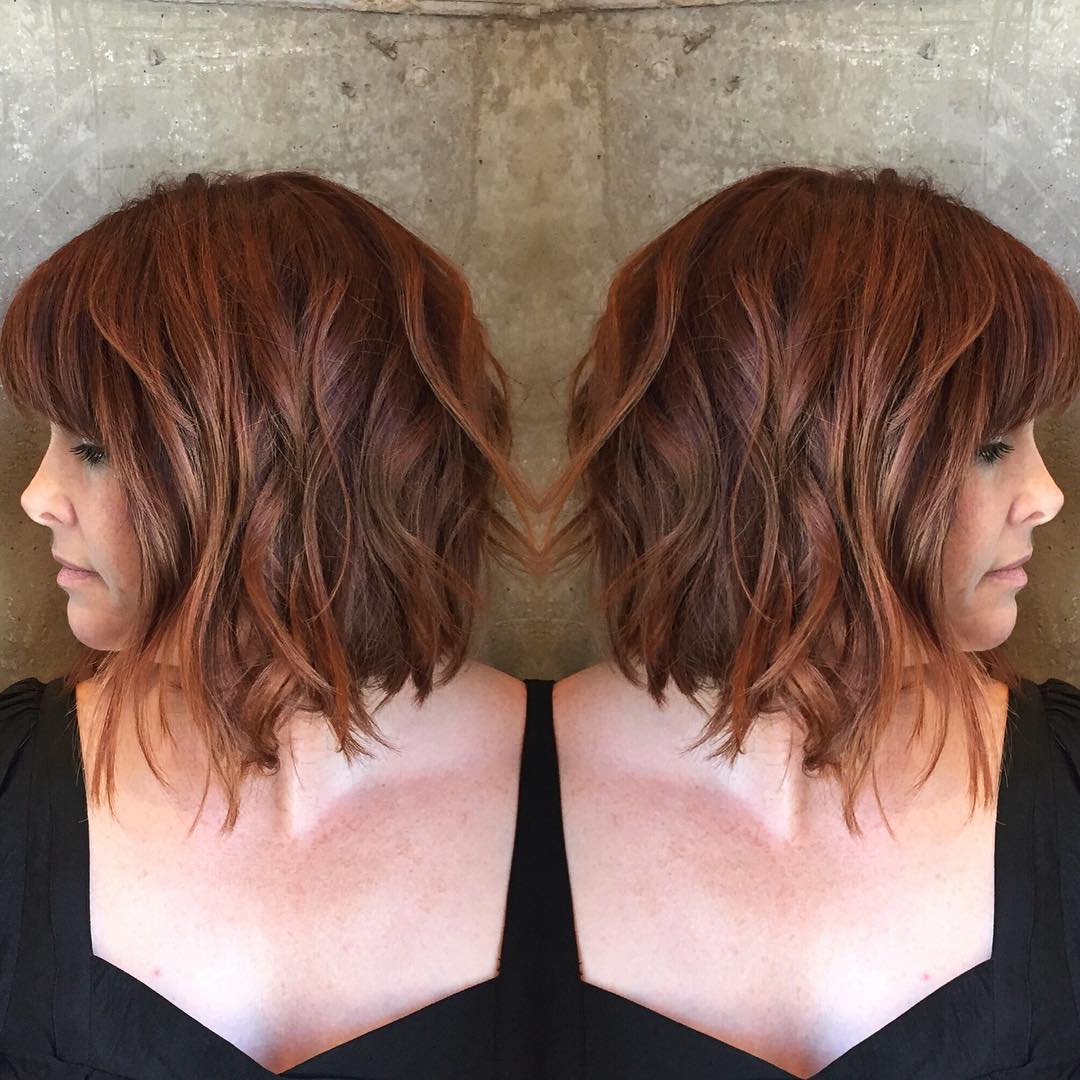 Copper Red Hair Cut with Piece-y Waves