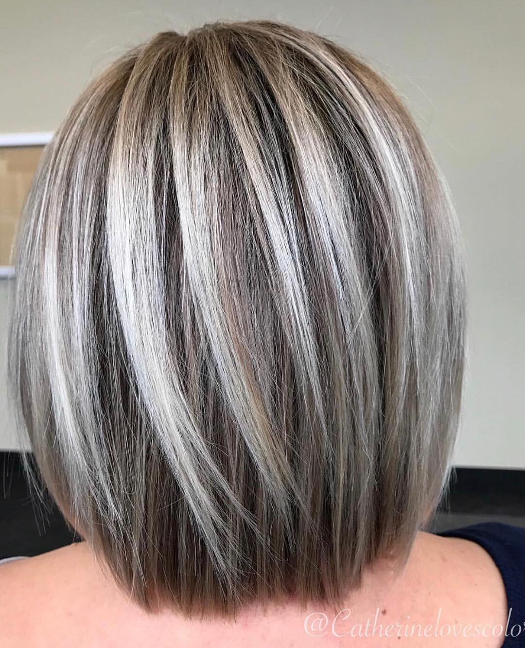 Rounded Bob with Chunky Highlights