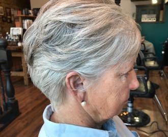 Short Tapered Feathered Hairstyle Over 70