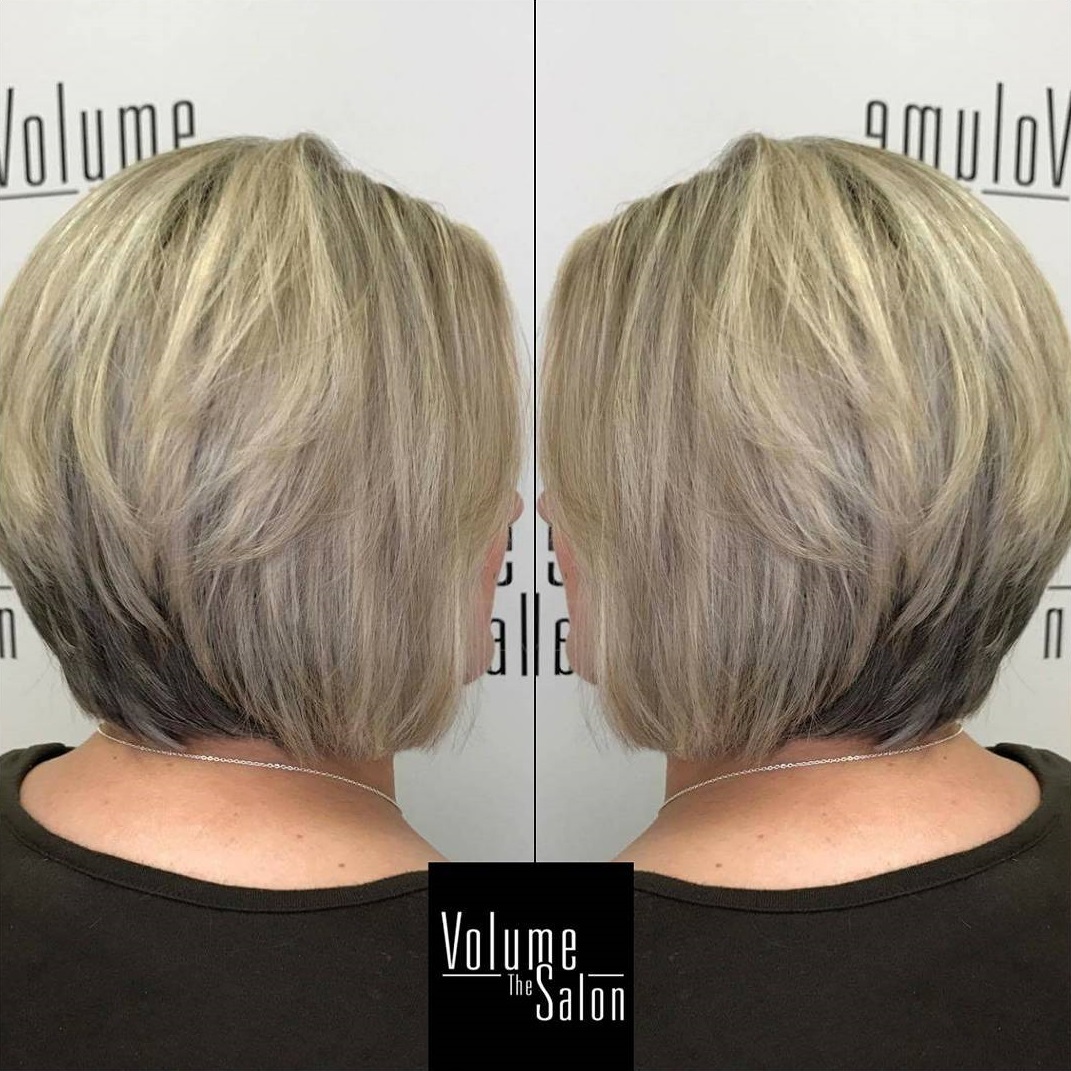 Layered Stacked Ash Blonde Bob Darker at the Nape