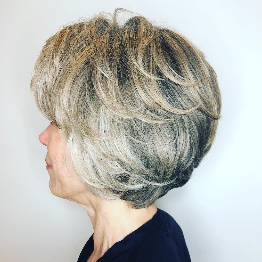 Shorter Layered Voluminous Blow Out Hairstyle over 50
