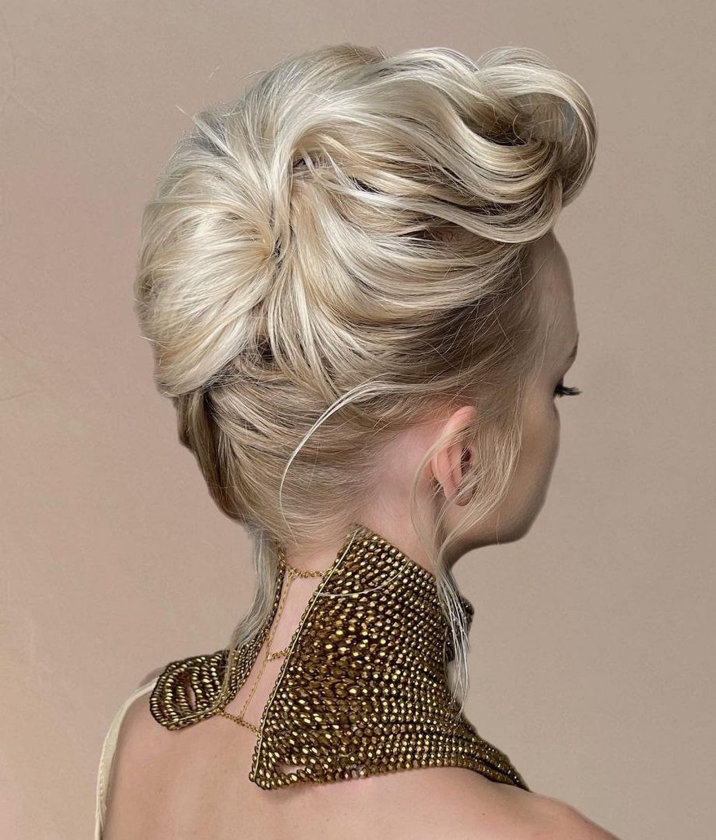 Retro Chic Pompadour Updo for Wedding