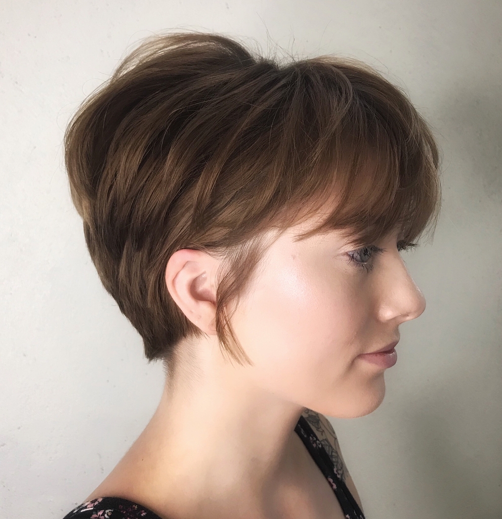 Short Brown Pixie with Bangs