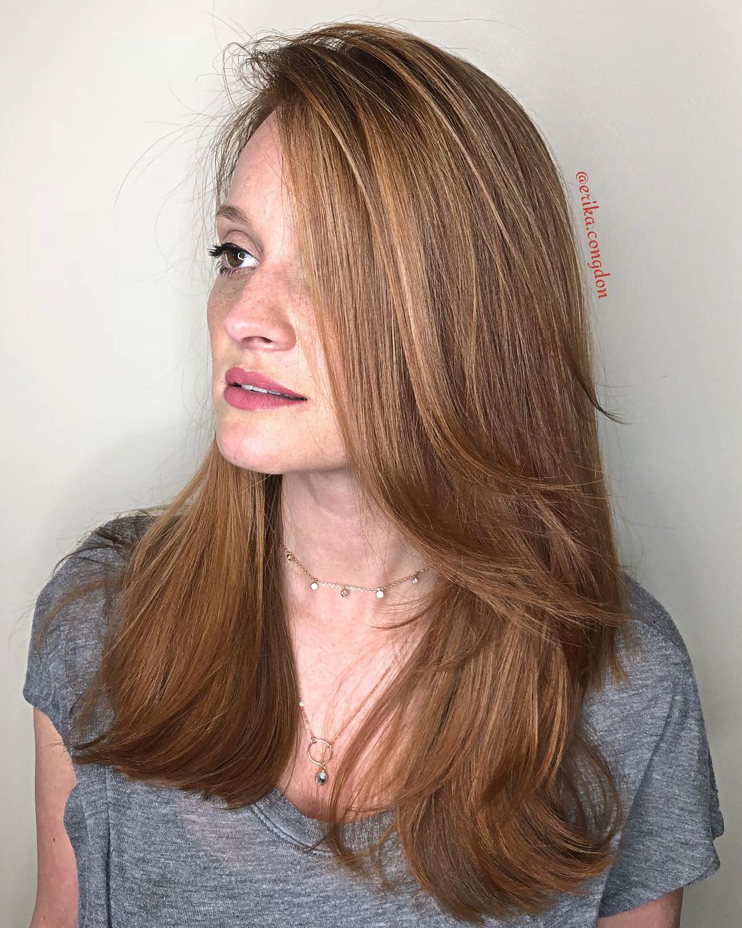 Ginger Red Thin Layered Hairstyle