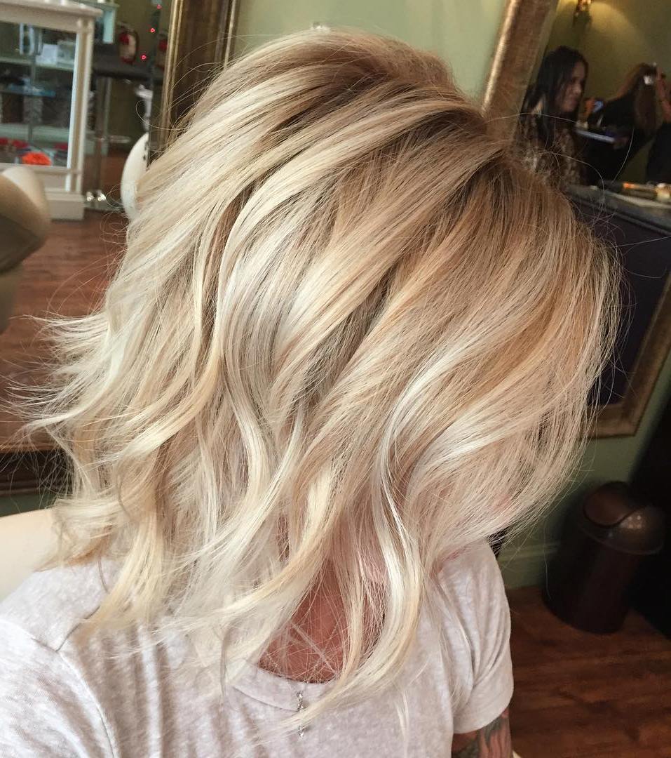 Long Blonde Bob with Bangs