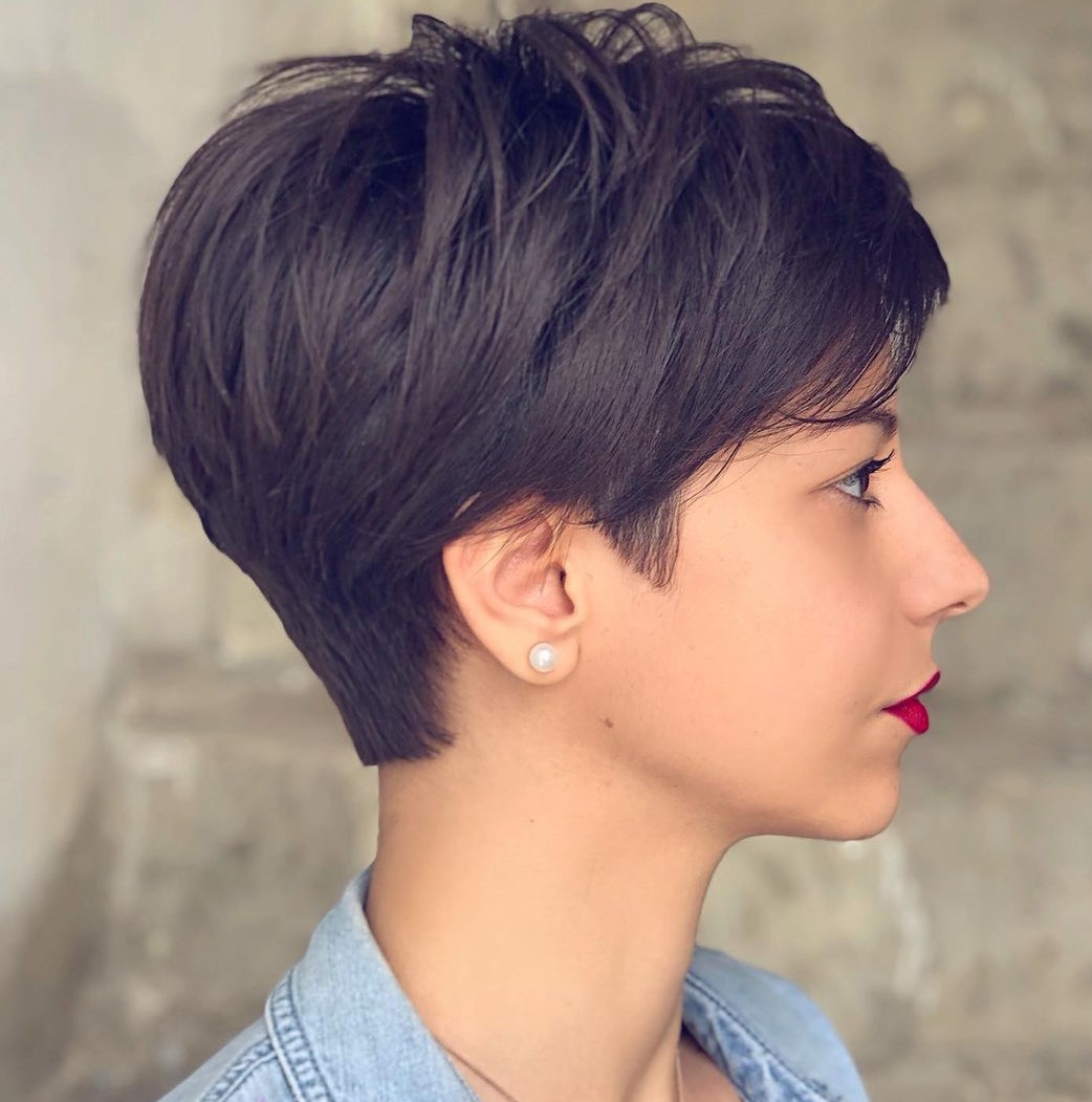 Elegant Tapered Brunette Pixie