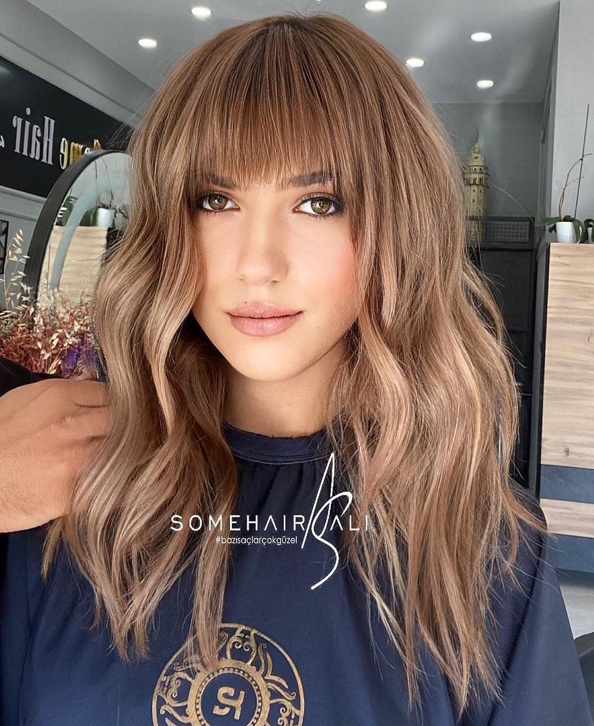 Long Hair with Bangs for Big Foreheads
