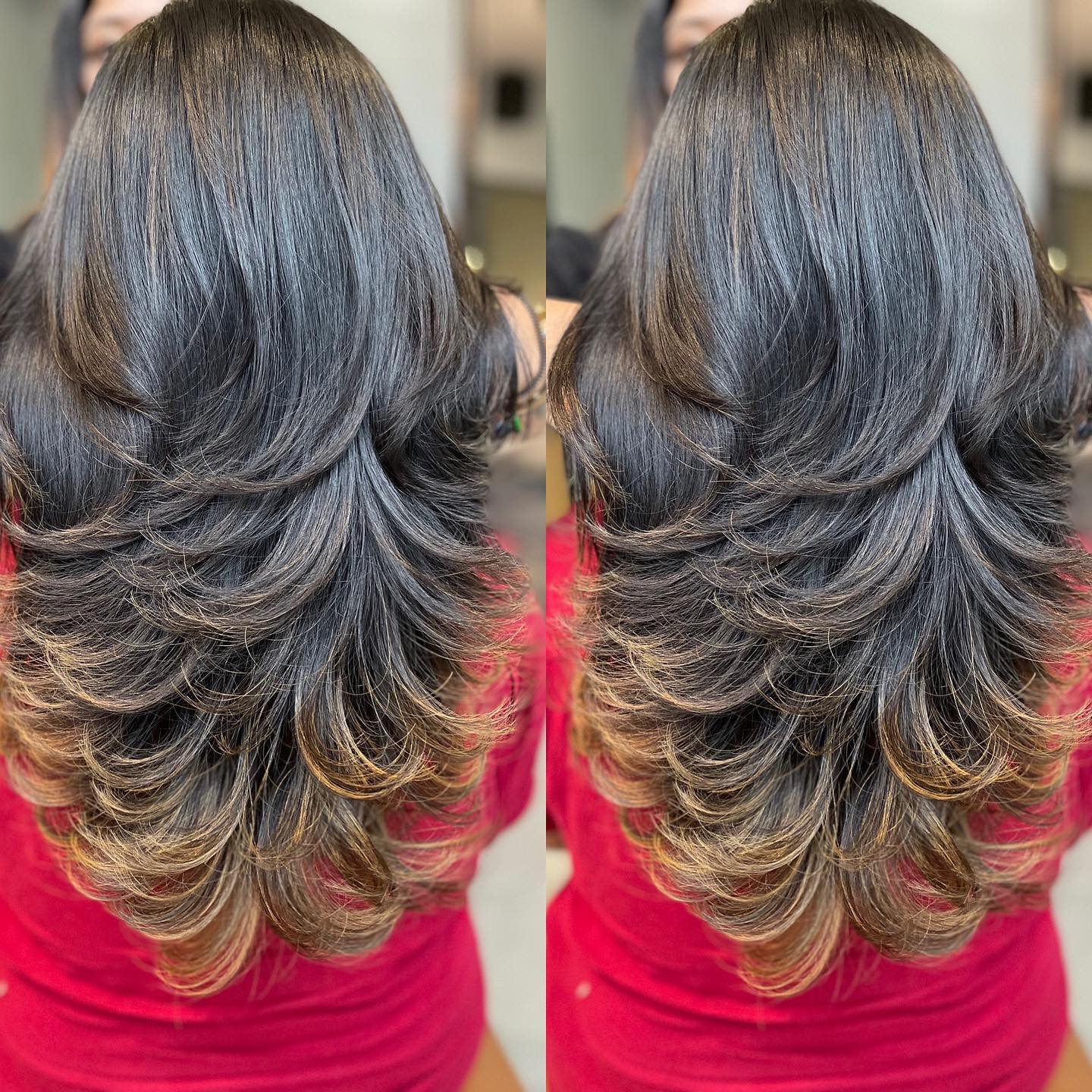 Long Flipped-Up Hairstyle for Thick Hair