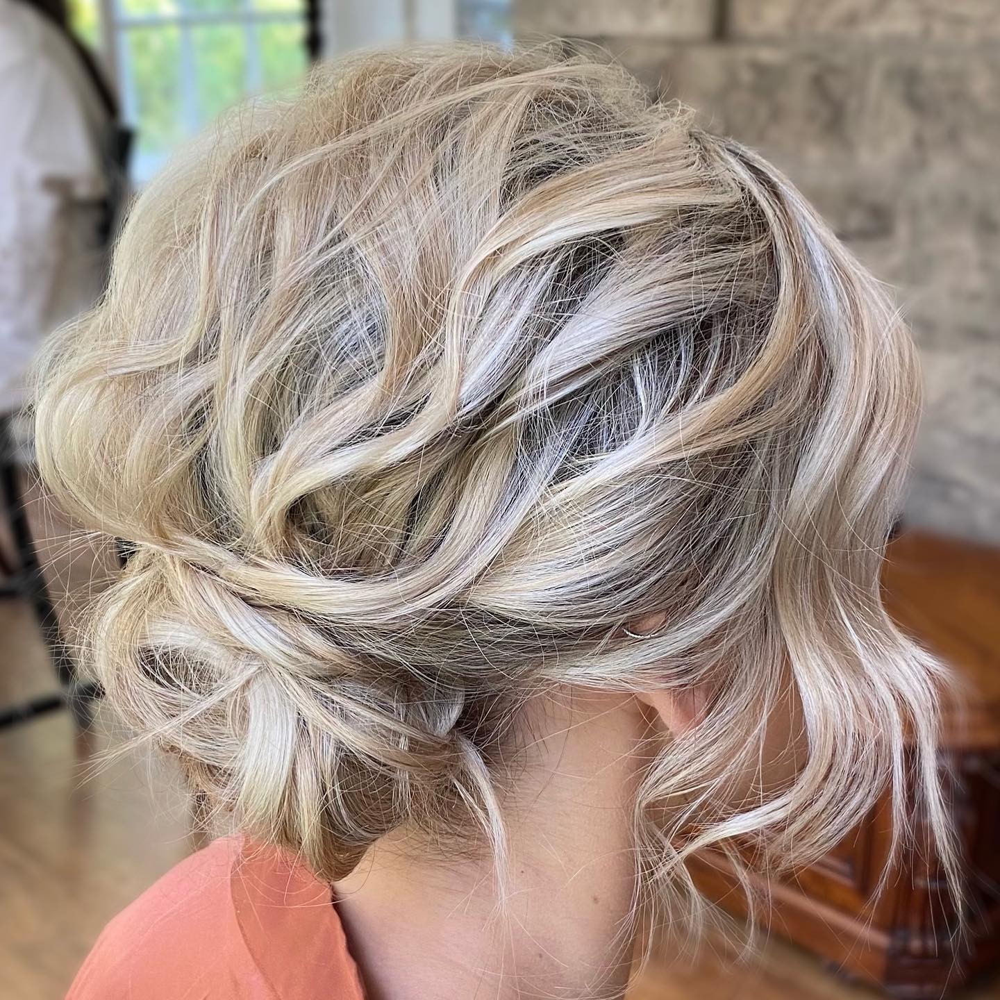 Loose Bun for Short Blonde Balayage Hair