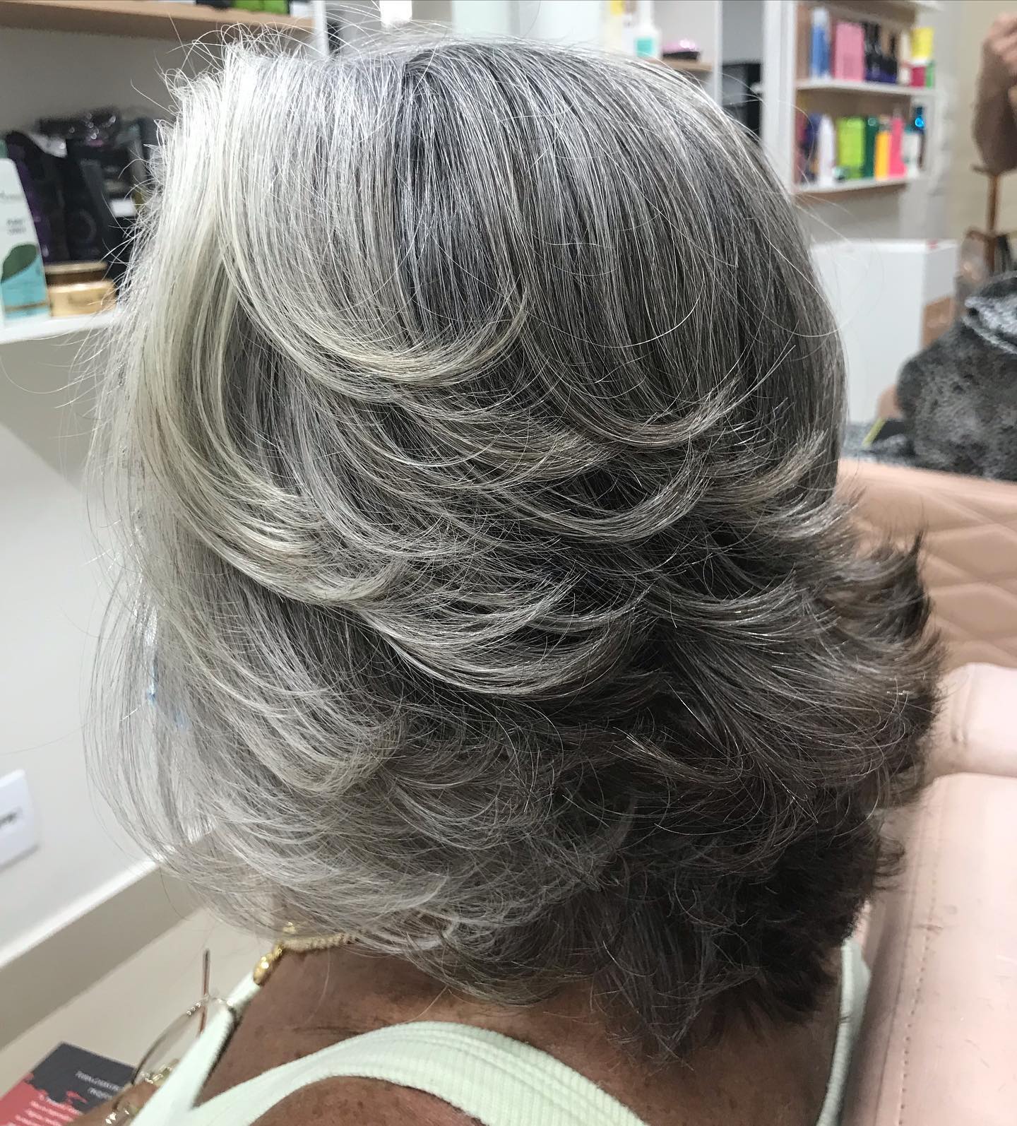 Flipped-Out Salt and Pepper Hairstyle