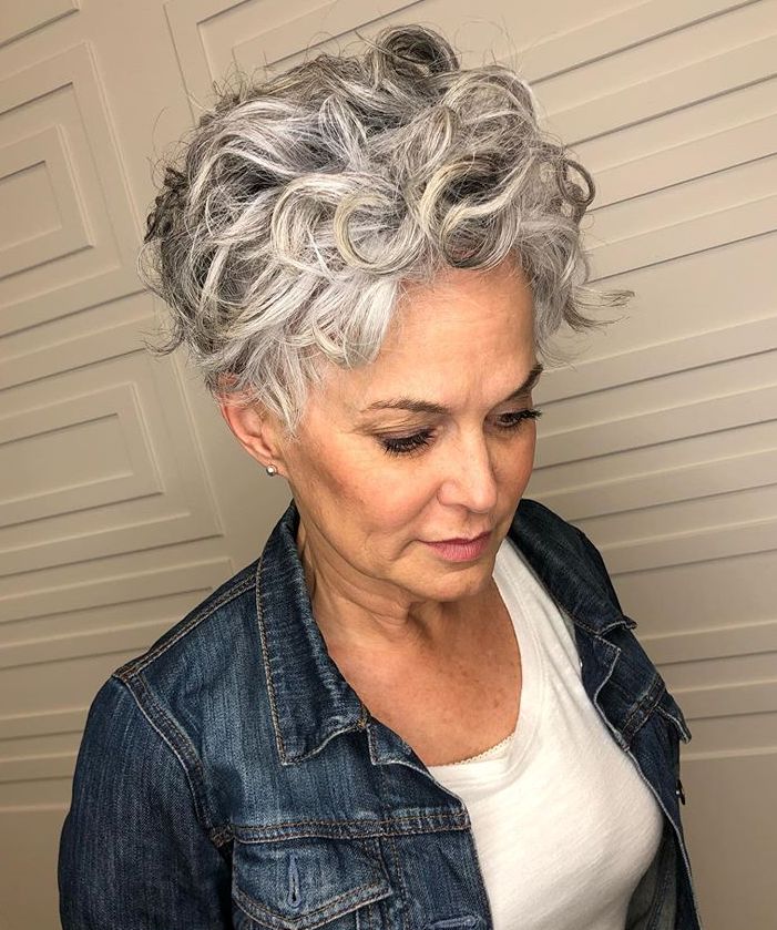Curly Short Gray Haircut for Women for 2023