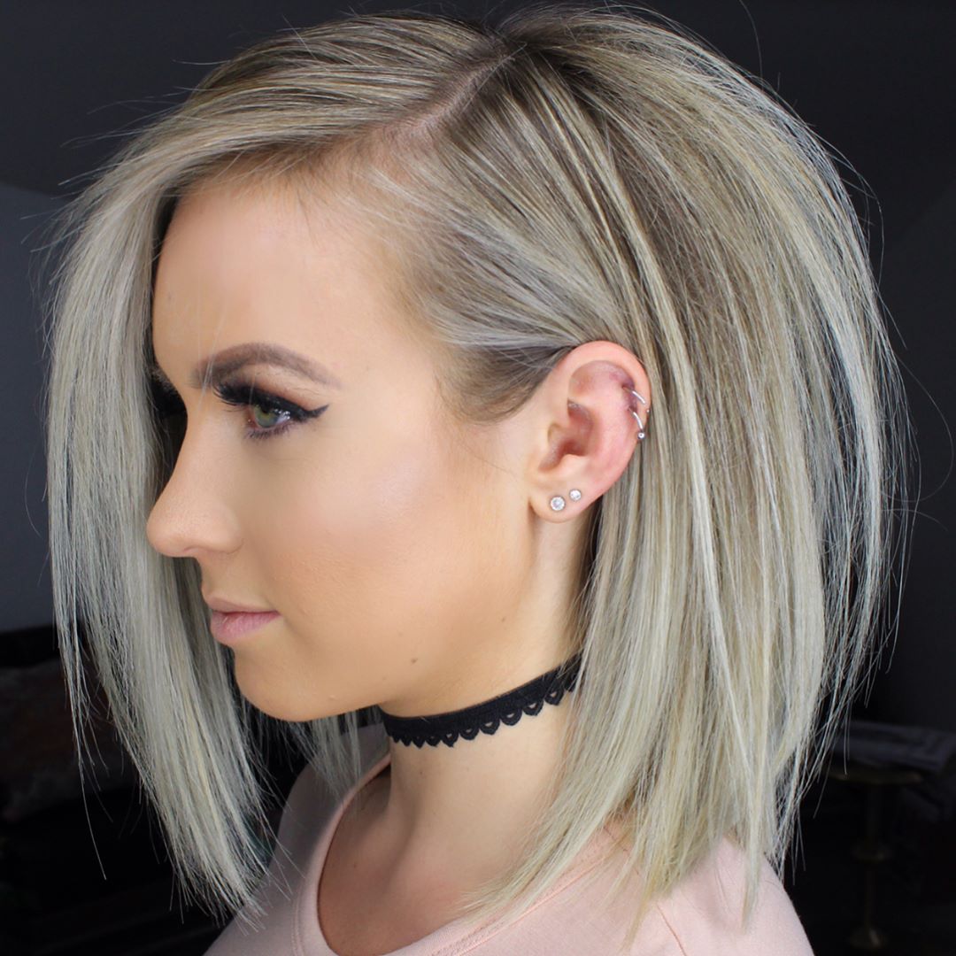 Side-Parted Long Blonde Bob