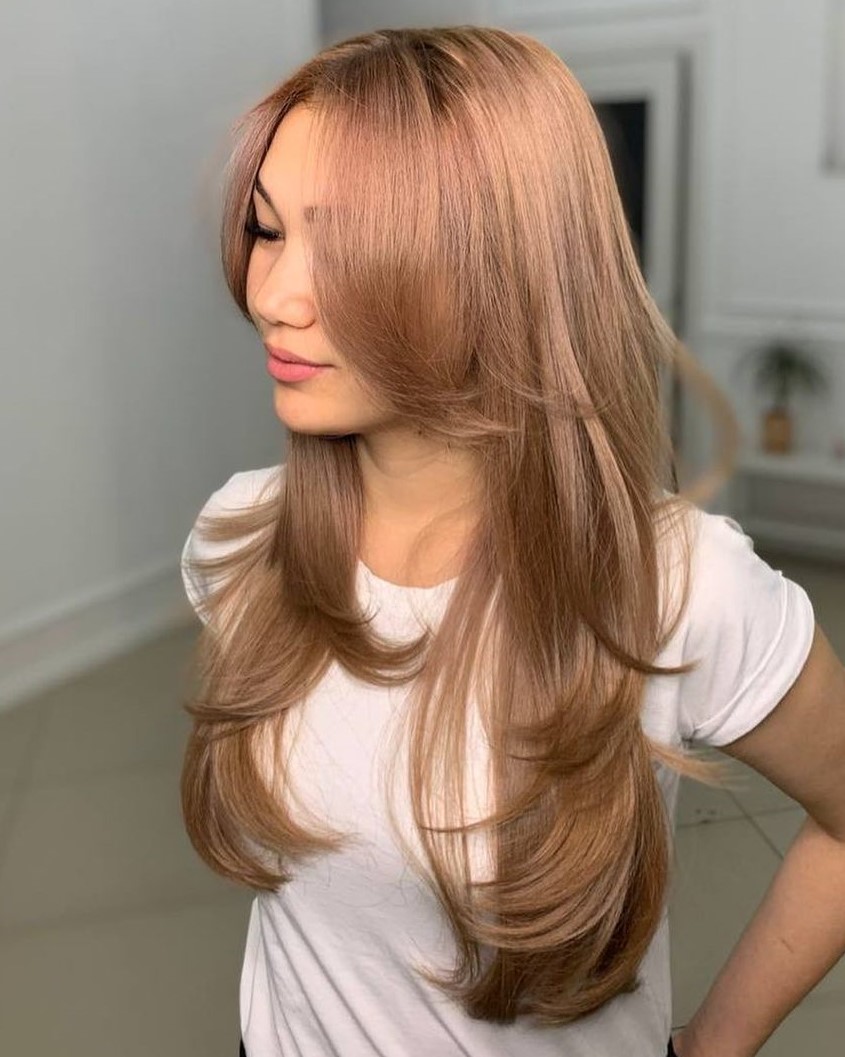 Long Thin Hair with Feathered Layers