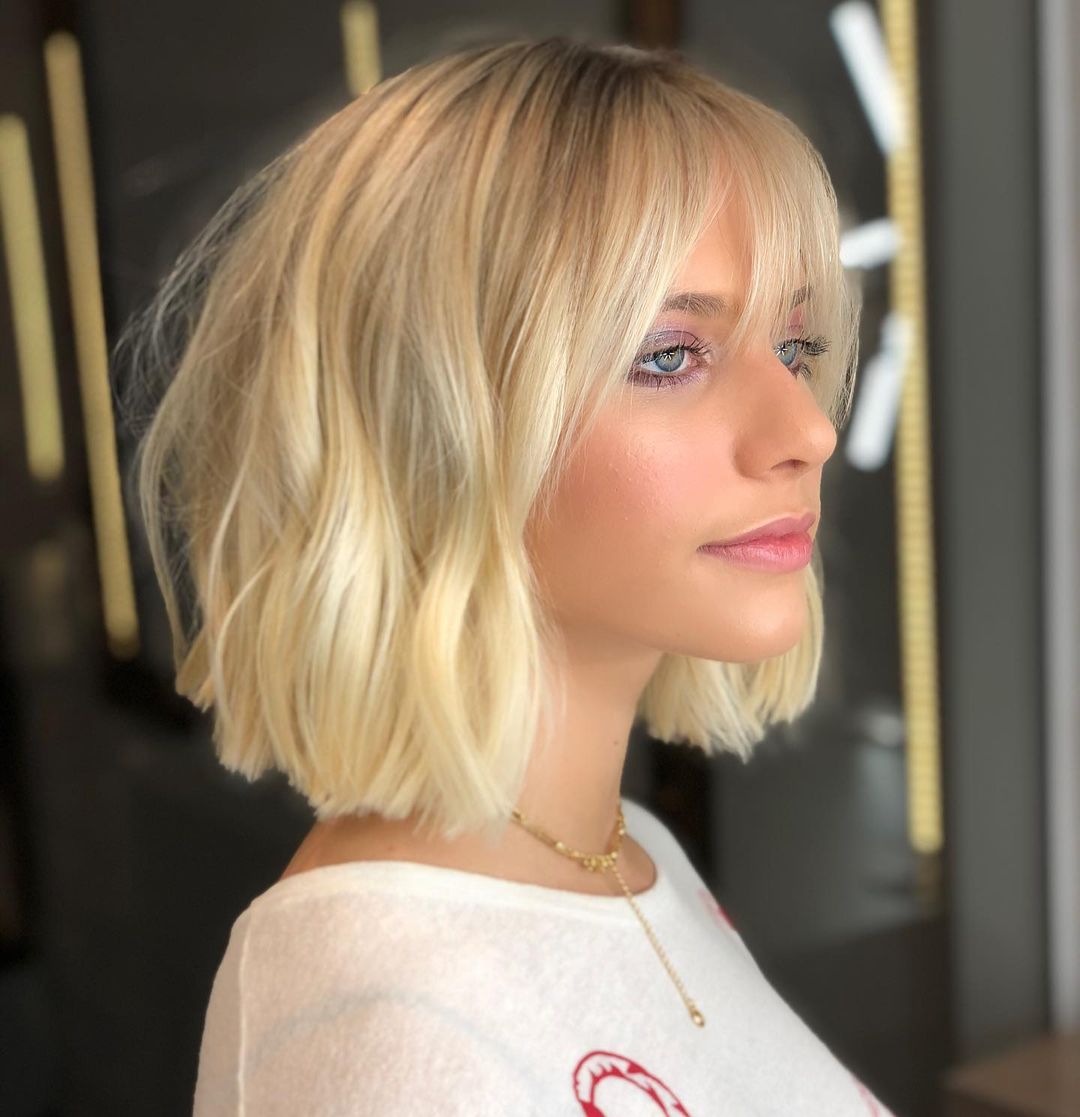 Lovely Blunt Bob Cut with Wispy Bangs