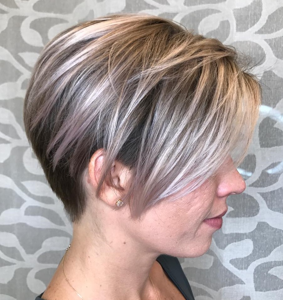Highlighted Blonde Pixie with Dark Underneath
