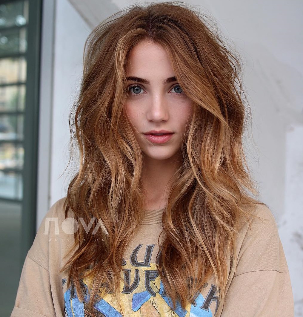 Long Auburn Shag with No Bangs
