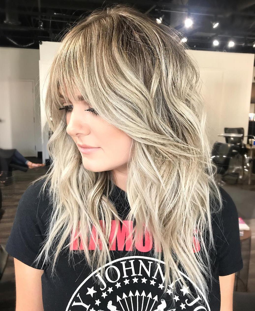 Long Choppy Blonde Haircut