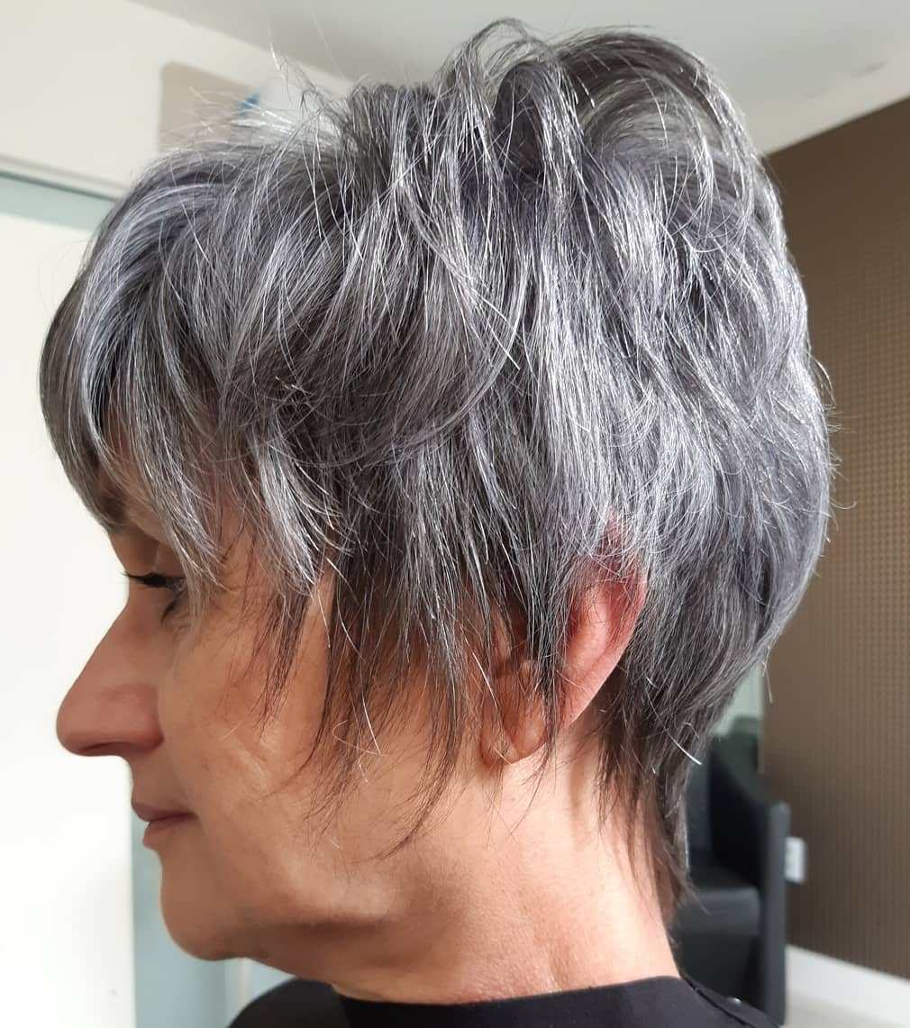 Nice Dark and Gray Pixie Haircut for Short Hair
