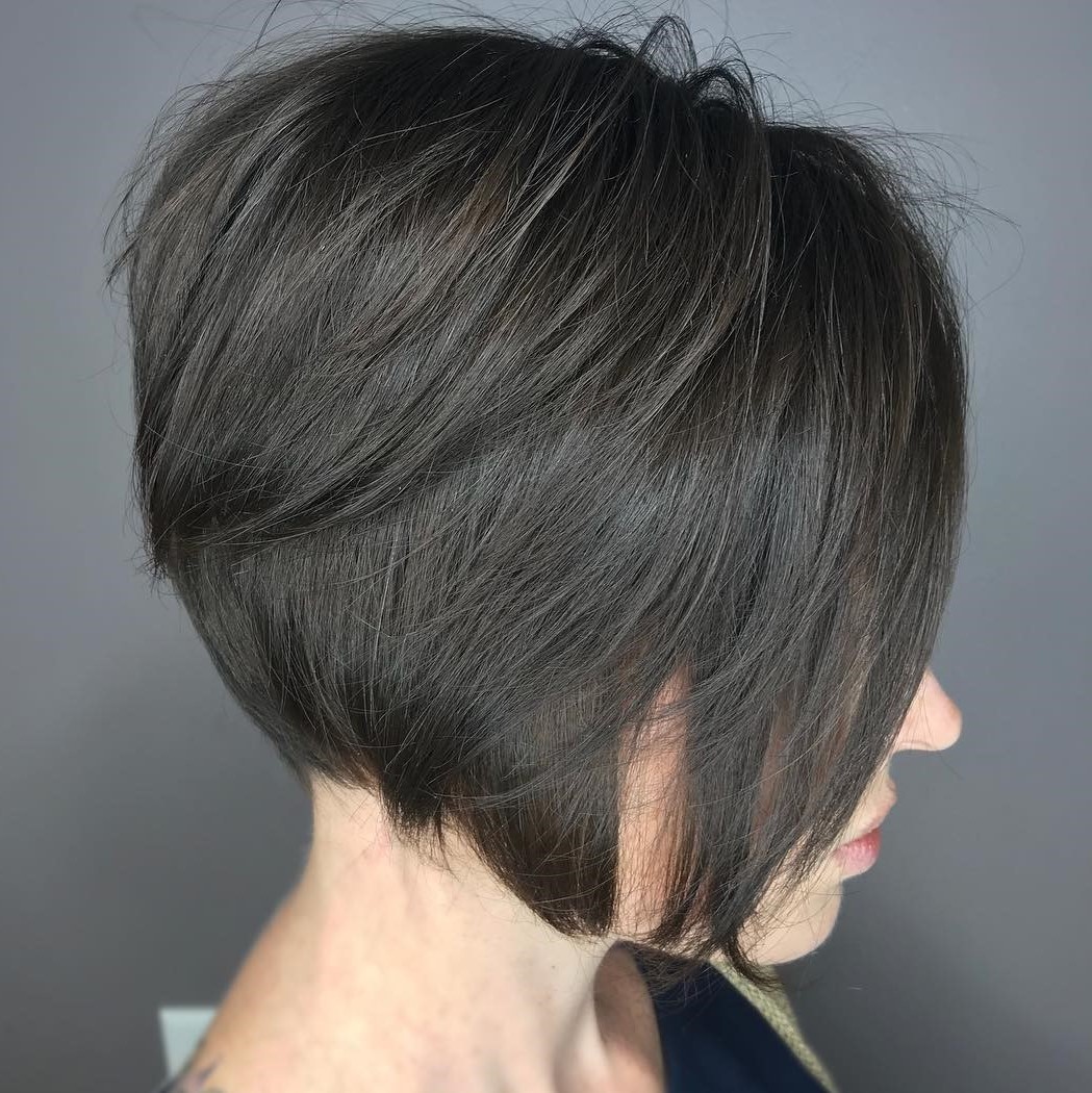 Jaw-Length Layered Textured Brunette Bob