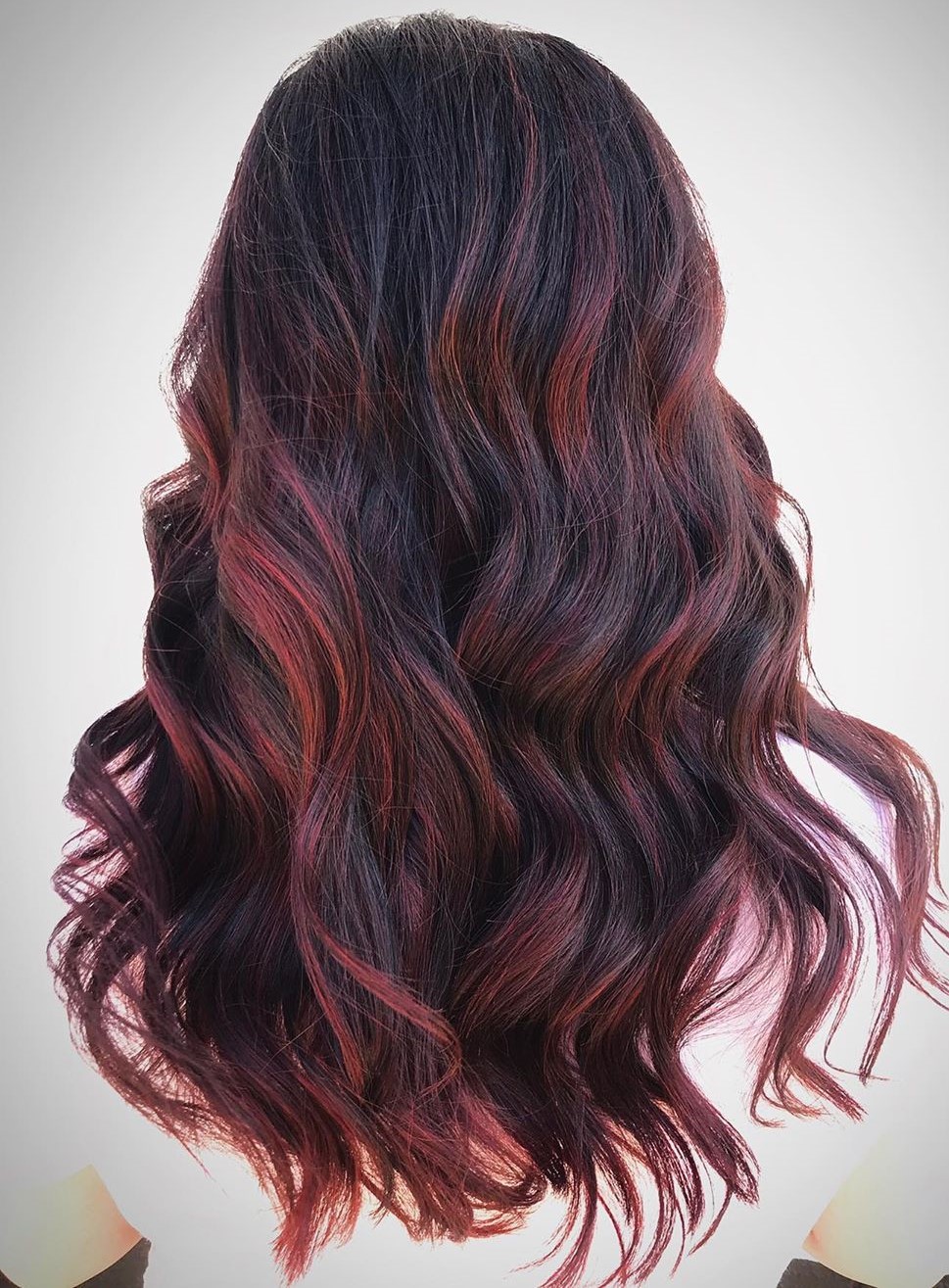 Dark Hair with Red Wine Highlights
