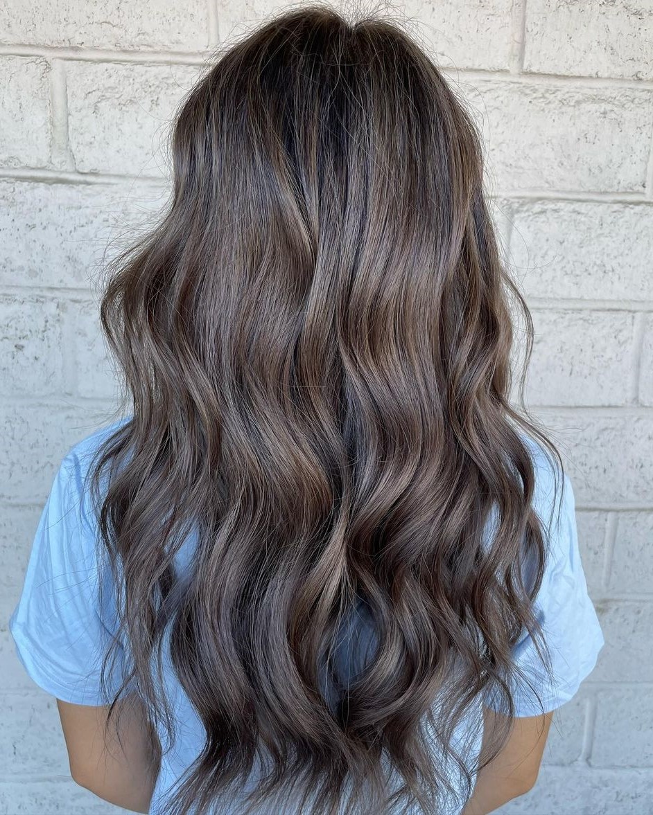Long Ashy Mushroom Hair with Brown Midshaft