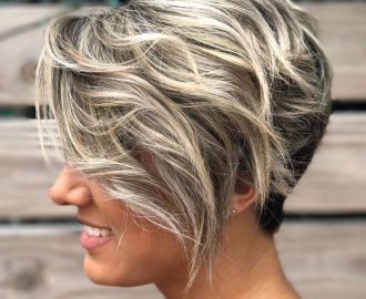 Black and Blonde Pixie with Highlights