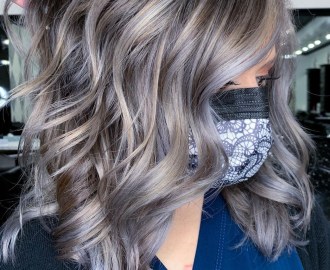 Balayage with Blonde and Gray Highlights