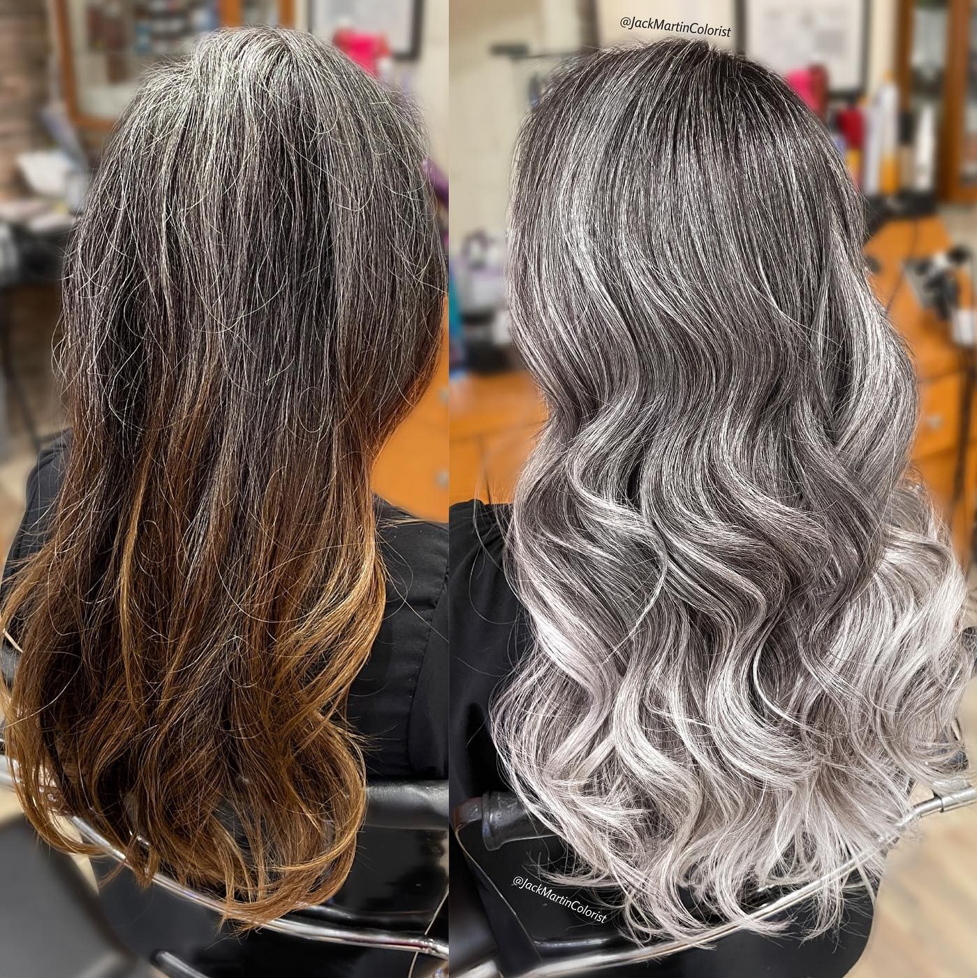 Brown to Silver Balayage Makeover