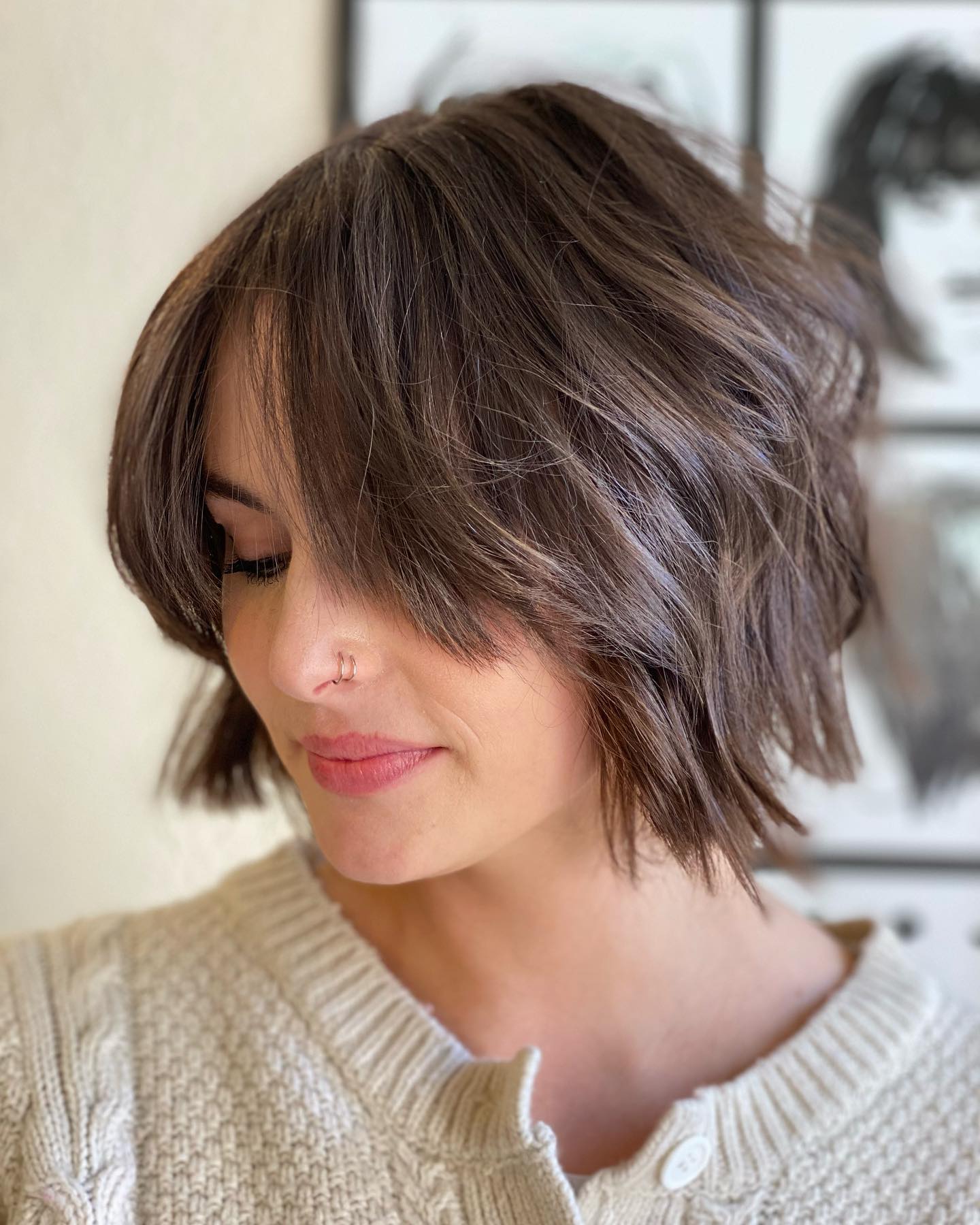 Blunt Chin-Length Bob with Shaggy Styling