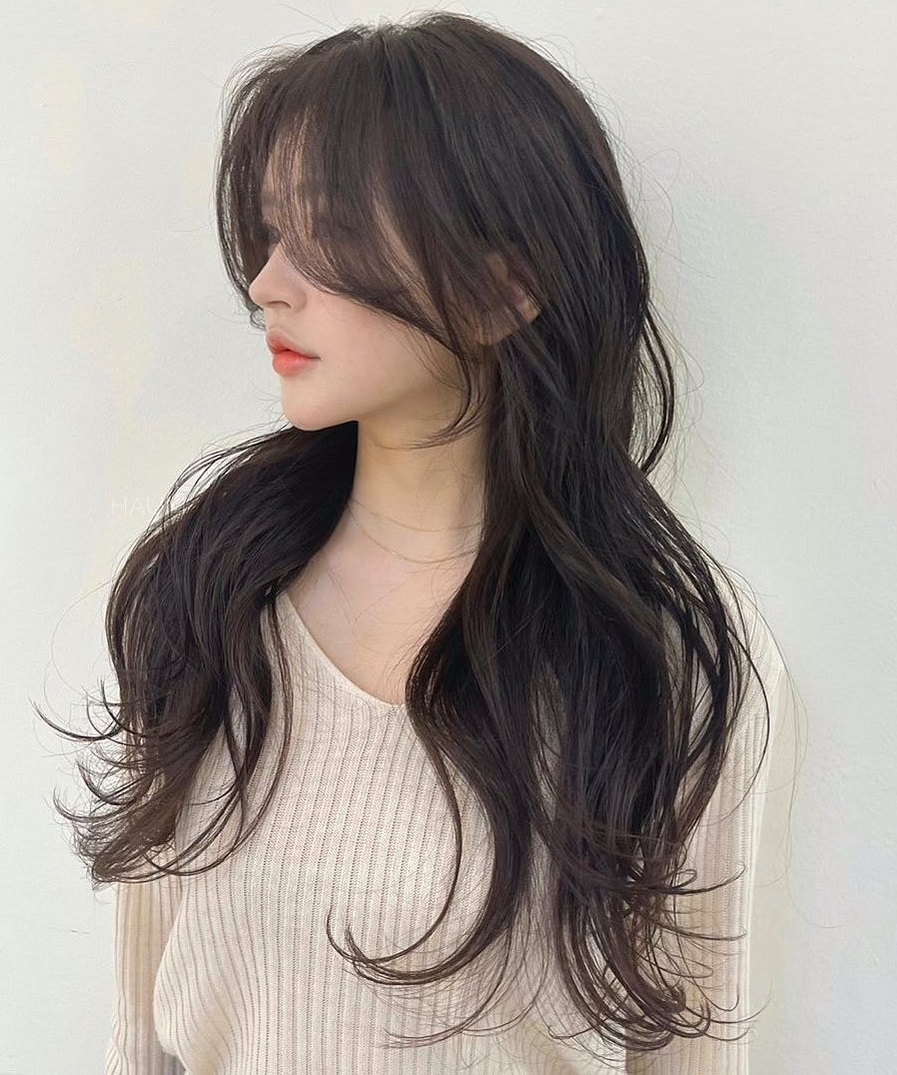 Long Thin Hair with Curtain Bangs
