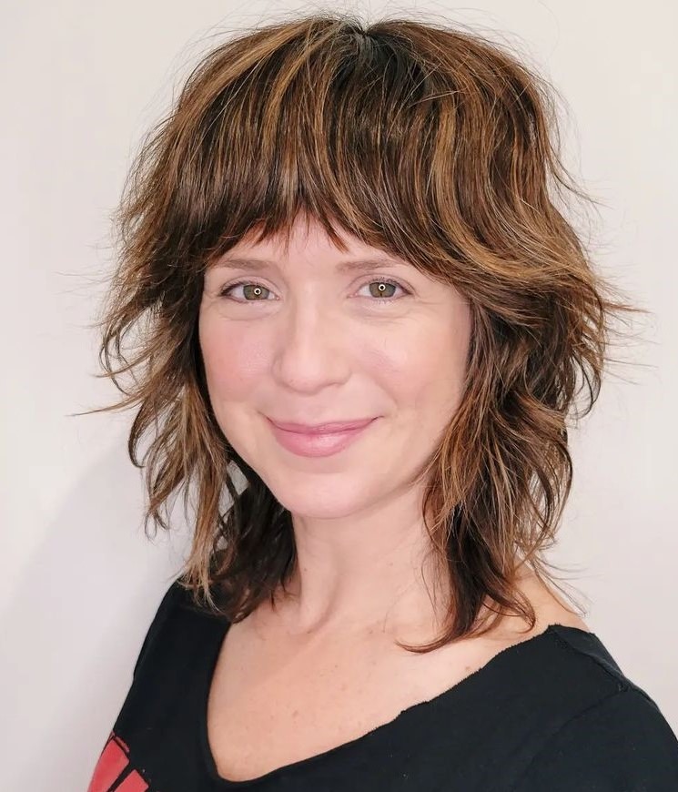 Smoothed Lob Shag for Straight Hair