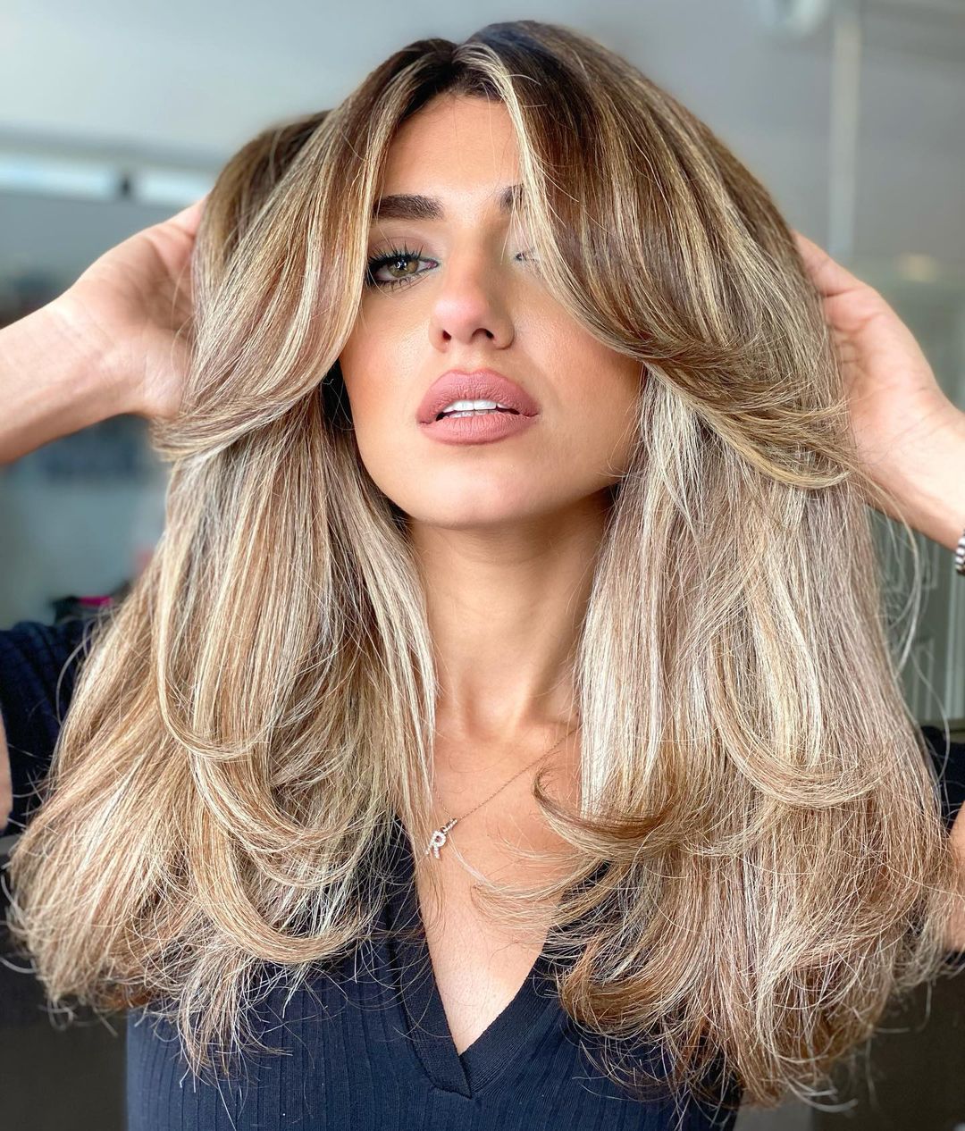 Long Layered Hair with Bangs