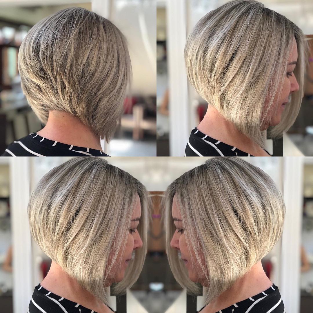 Stacked Bob Haircut for Older Women