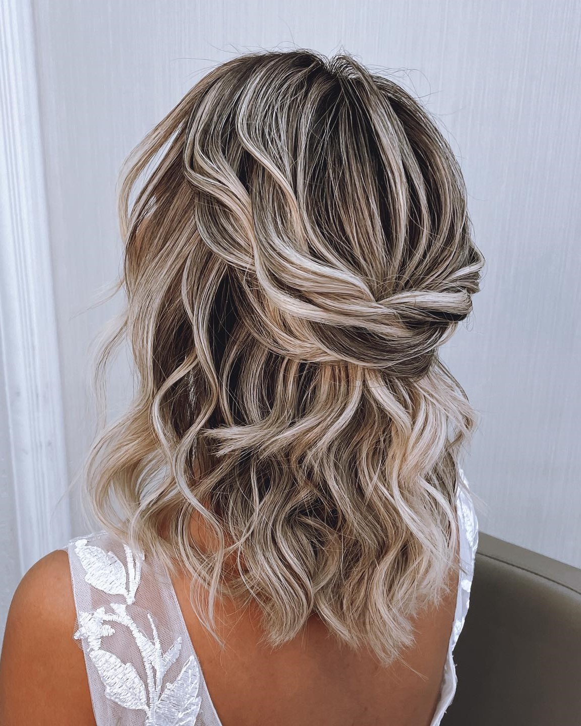 Wedding Half-Up Lob Hairstyle