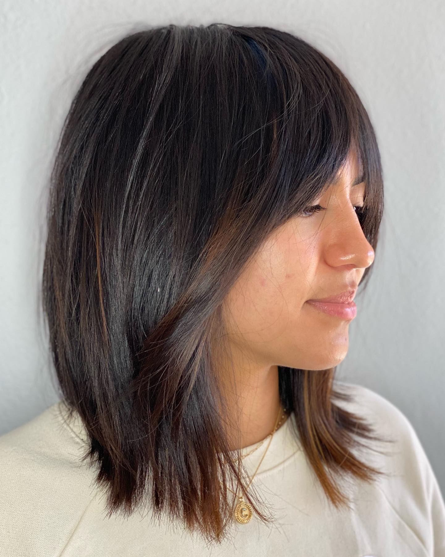 Smoothed Lob Shag for Straight Hair