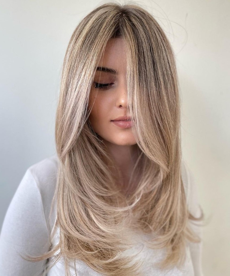 Long Thin Blonde Hair with Face-Framing Layers