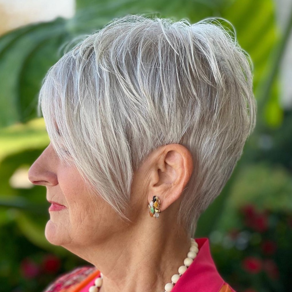 Gray Pixie with Layers Over 50