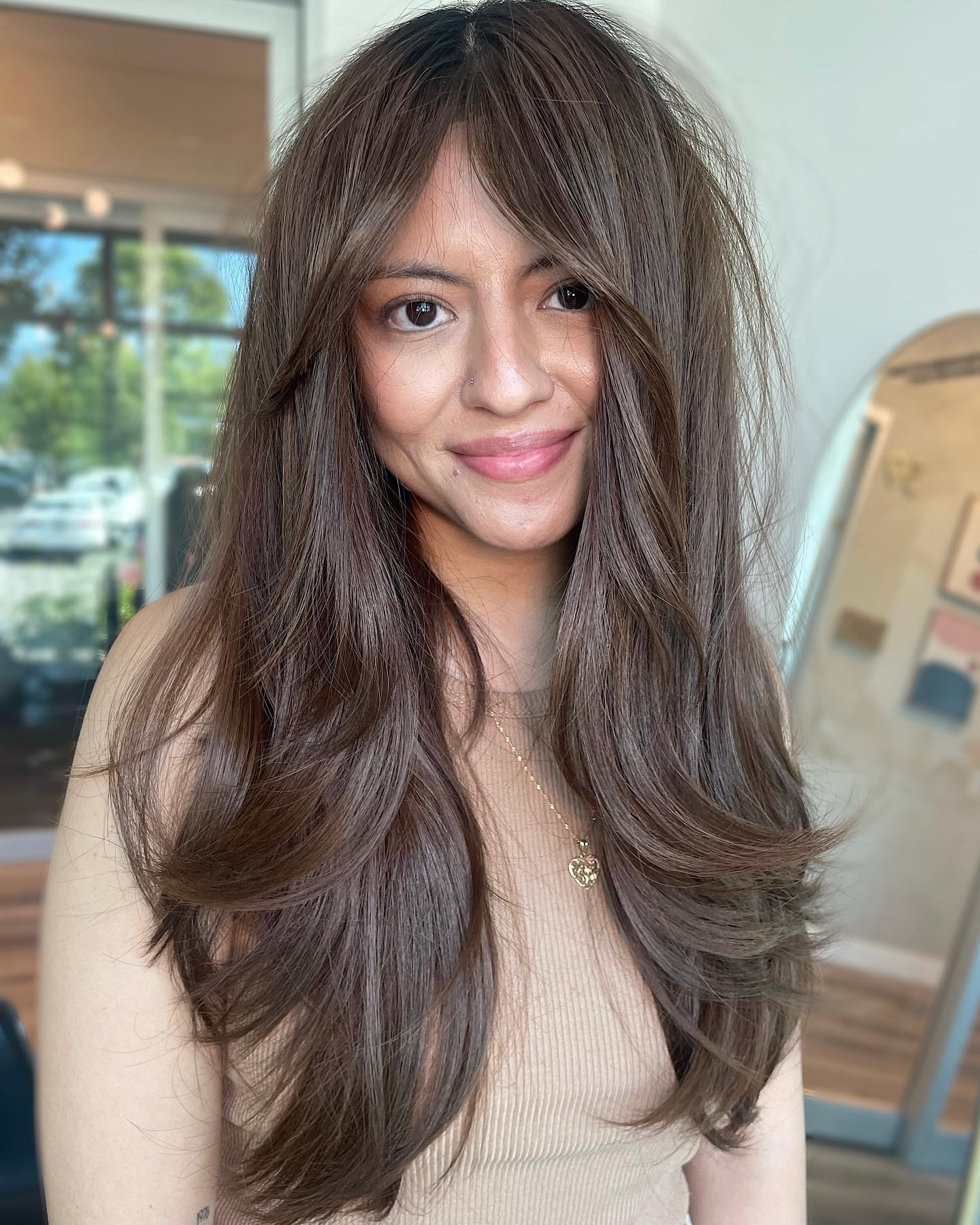 Long Ash Brown Hair with Layers
