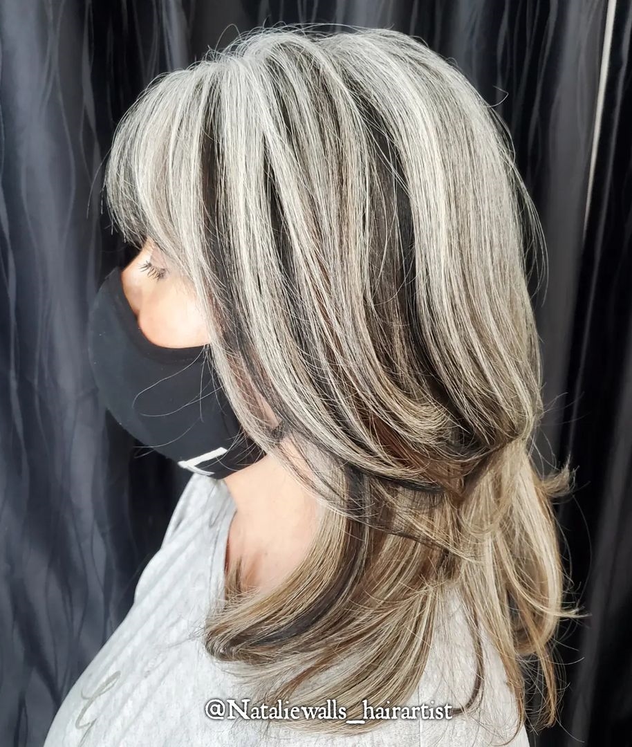 Silver Blonde Hair with Dark Brown Lowlights