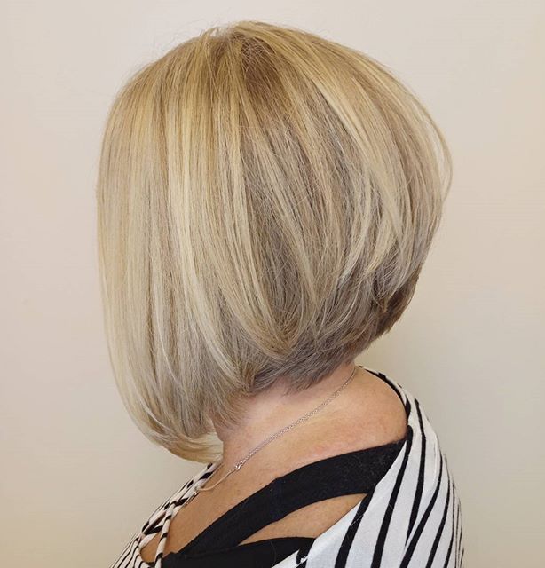 Blonde Inverted Bob for Older Women