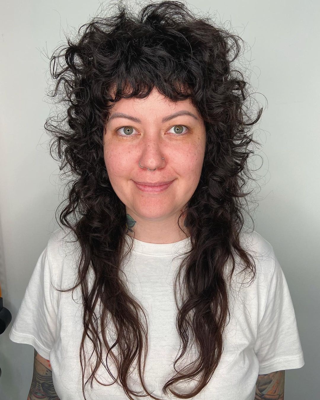 Long Shag with Bangs for Curly Hair