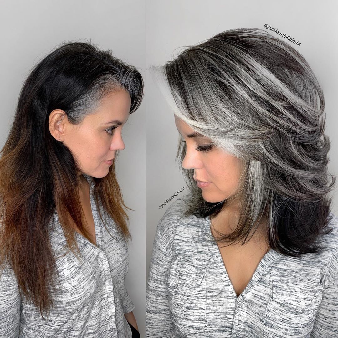 Medium Layered Gray Hairstyle