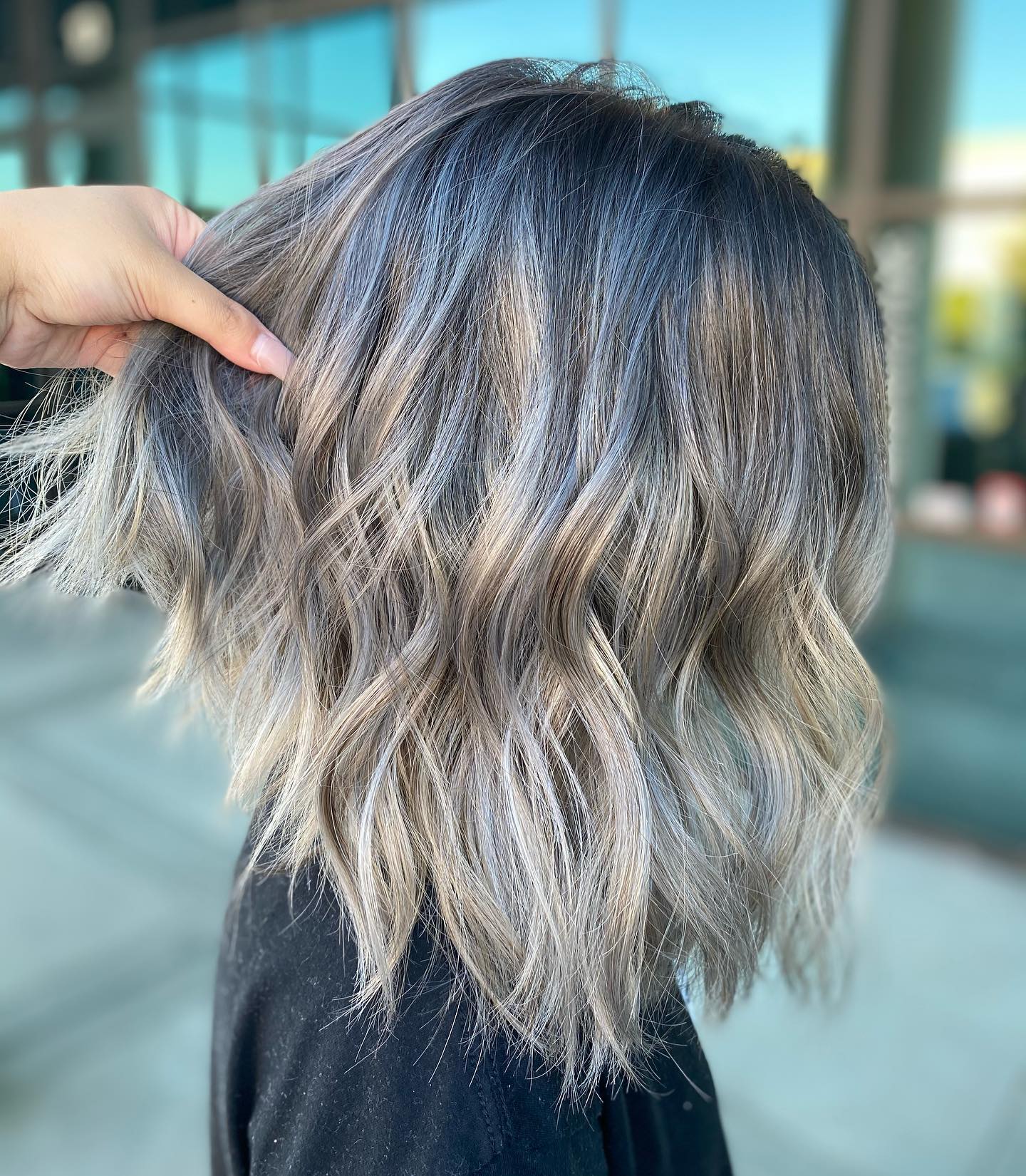 Gray Balayage with Metallic Finish